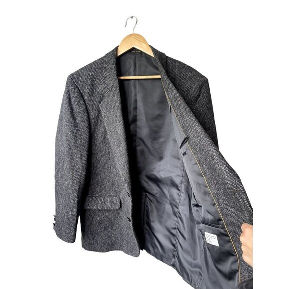 Members Only Size 42R Blazer Sport Coat Suit Tweed Shetland Wool Gray Jacket - Picture 8 of 11
